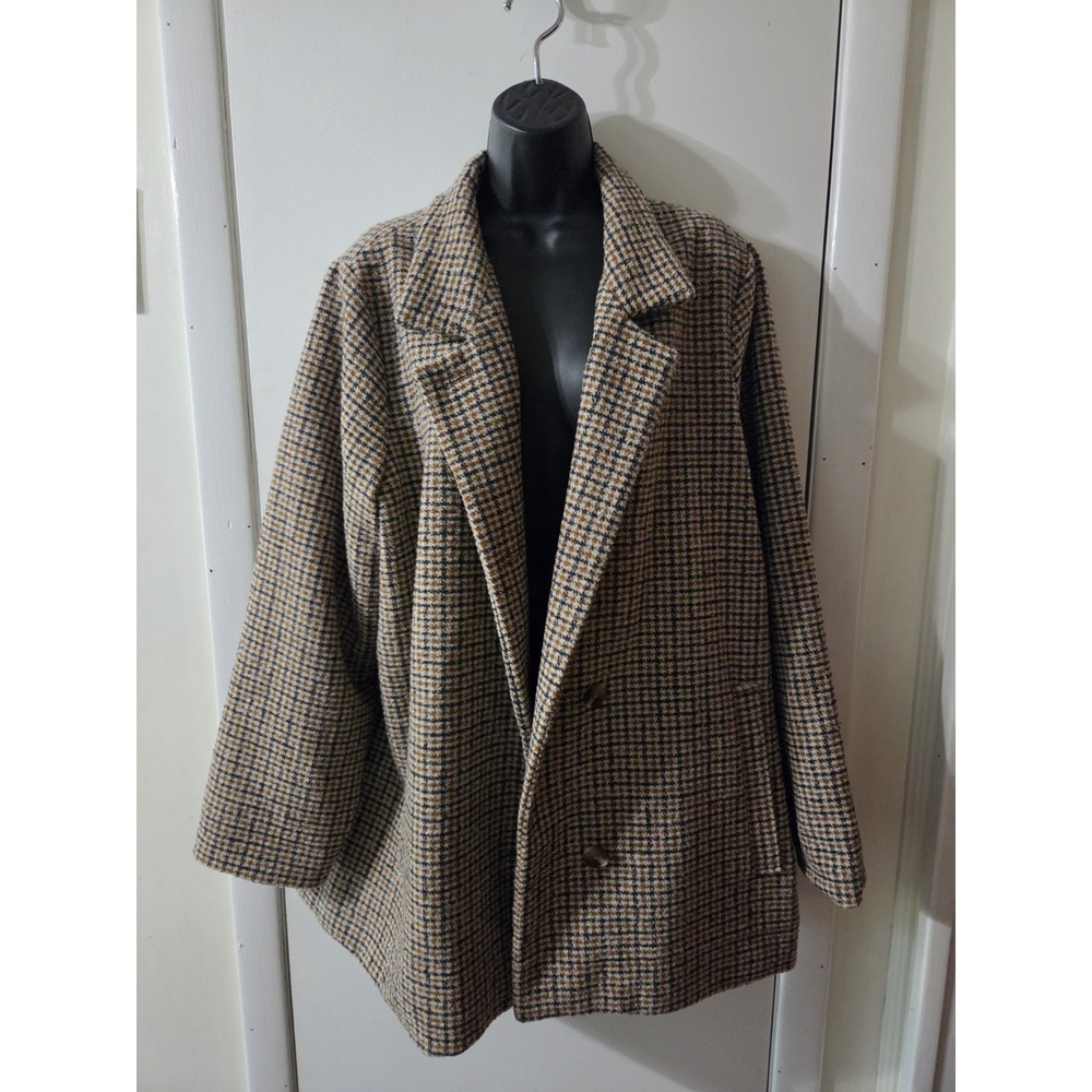 OLD NAVY Plaid Houndstooth Blazer Women's XL Button Down Front Boho Career